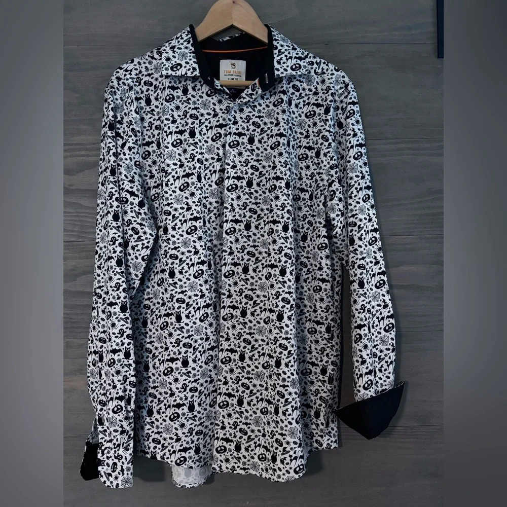 Tom Baine Shirt Men’s XL Flip Cuff Slim Fit Performance‎ Halloween Button Up